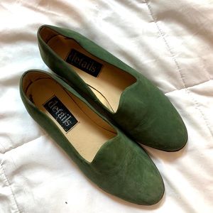 Vintage green leather loafers